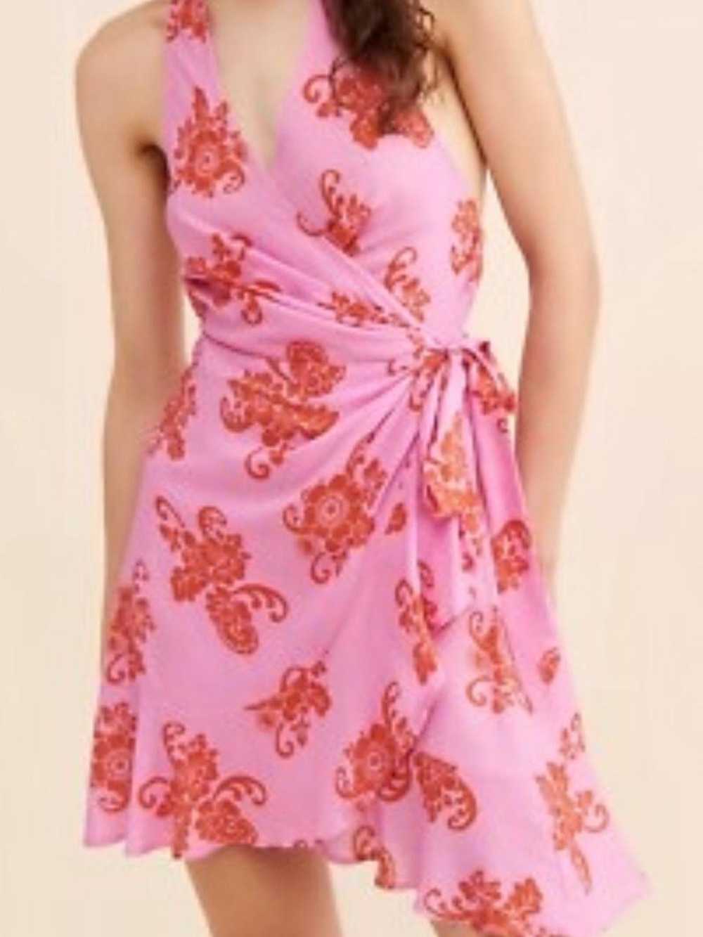Pink floral halter dress - anthropologie